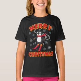 T-shirt Joyeux pingouin de ski de Noël