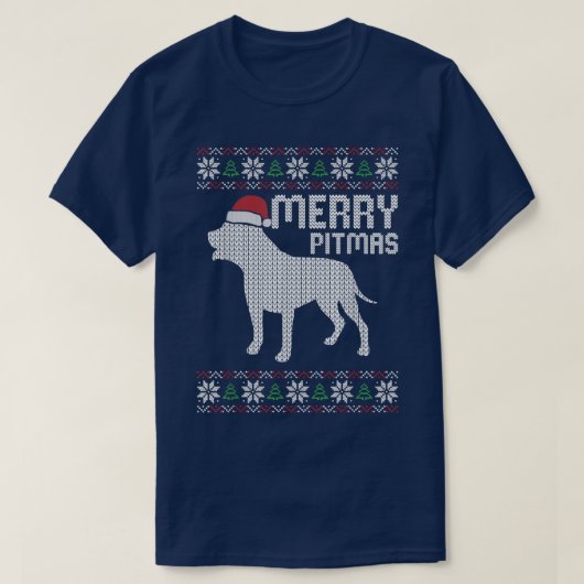 T-shirt Joyeux Pitbull Pitmas Chien de Noël Chien Chien Ch (Design devant)
