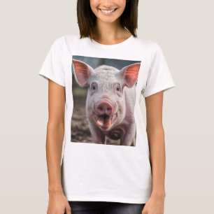 T-shirt Joyeux Poke de langue de porc blanc,