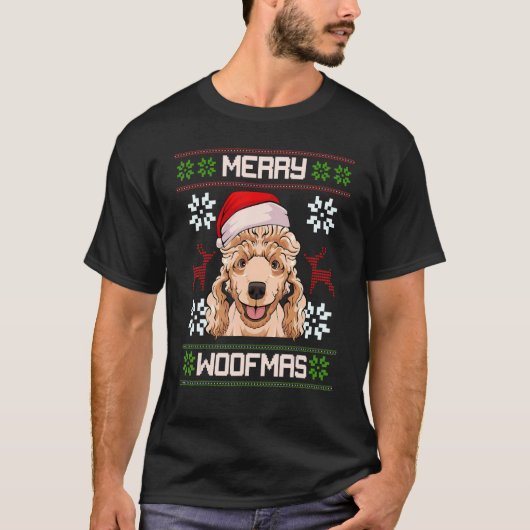T-shirt Joyeux Poodle de Woofmas Santa Hat Noël Pyjama Do (Devant)