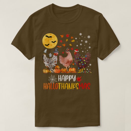 T-shirt Joyeux poulet des Hallothankmas (Design devant)