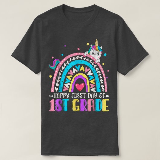 T-shirt Joyeux Premier Jour De 1Ème Année Unicorne Retour (Design devant)