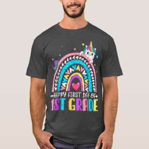 T-shirt Joyeux Premier Jour De 1Ème Année Unicorne Retour