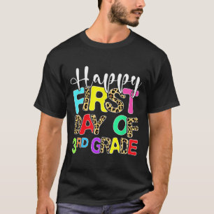 T-shirt Joyeux Premier Jour De 3e Année Léopard Retour À L