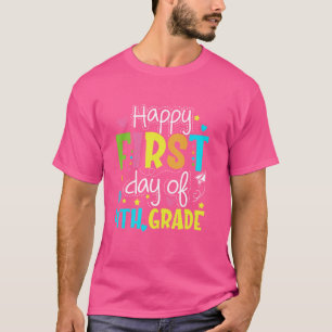 T-shirt Joyeux Premier Jour De 4E Année Enseignant Étudian