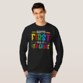 T-shirt Joyeux Premier Jour De 4E Année Étudiants Enseigna (Devant entier)