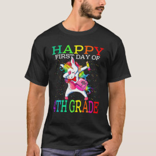 T-shirt Joyeux Premier Jour De 4E Année Unicorne Retour À