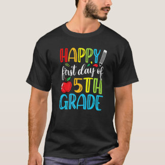 T-shirt Joyeux Premier Jour De 5e Heureuse Rentrée Scolair