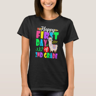 T-shirt Joyeux Premier Jour De Deuxième Année Lama Retour