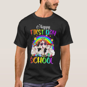 T-shirt Joyeux Premier Jour De L'École Cute Chèvre Arc-En-