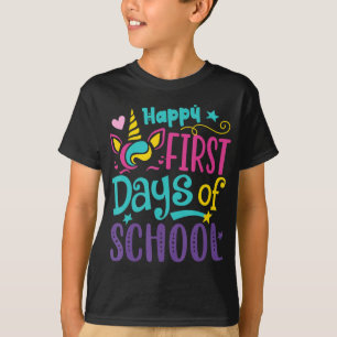 T-shirt Joyeux Premier Jour De L'École Cute Unicorn Retour