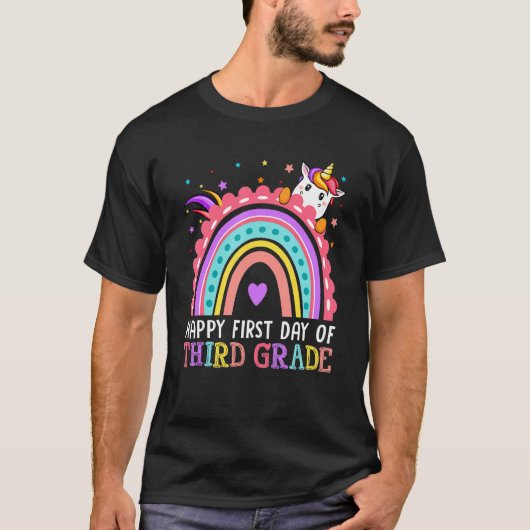 T-shirt Joyeux Premier Jour De Troisième Qualité Unicorne  (Devant)