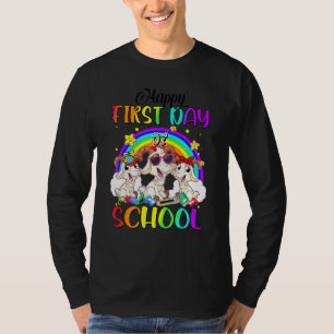 T-shirt Joyeux Premier Jour D'école Chèvre Mignonne Arc-En