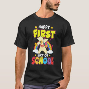 T-shirt Joyeux premier jour d'école Dabbing Lama retour à