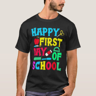 T-shirt Joyeux Premier Jour D'école Professeur Mignon Reto
