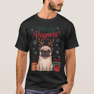 T-shirt Joyeux Pugmas Chapeau de Père Noël Joyeux Noël C'e