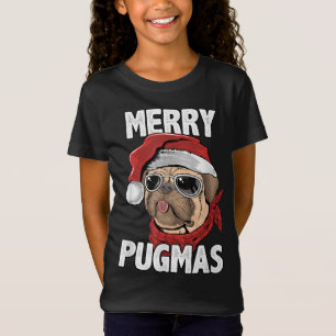 T-Shirt Joyeux Pugmas drôle Carlin de Noël Santa Hat Chien