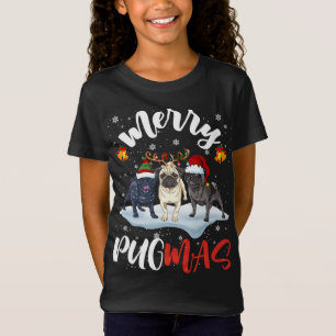 T-Shirt Joyeux Pugmas drôle Père Noël Reindeer Elf Carlin 