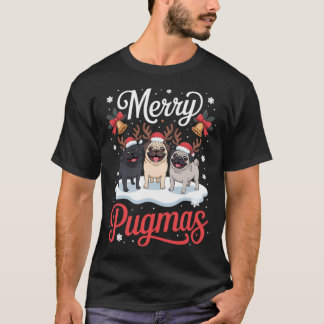 T-shirt Joyeux Pugmas Drôle Santa Renne Elfe Pug Chien Noë