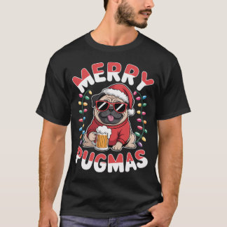 T-shirt Joyeux Pugmas Noël Chien Santa Pug Cadeau de Noël