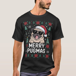 T-shirt Joyeux Pugmas Noël Famille Équivalent Santa Pug X