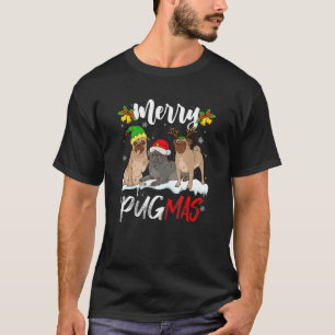 T-shirt Joyeux Pugmas Père Noël Reindeer Elf Chien Carlin 