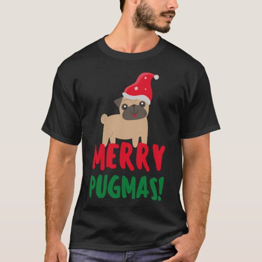 T-shirt Joyeux Pugmas - Pug Noël (Devant)