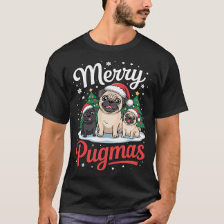 T-shirt Joyeux Pugmas Santa Renne Pug Chien Noël