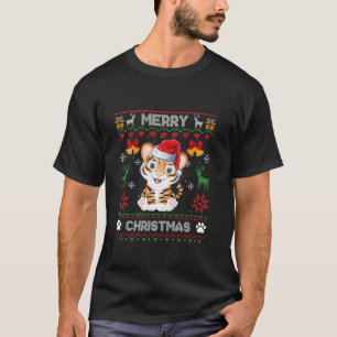 T-shirt Joyeux Pyjama de Noël de Tigre Père Noël Ha