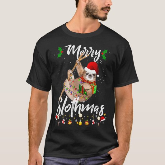 T-shirt Joyeux Pyjama de Noël Slothmas pour les amateurs d (Devant)
