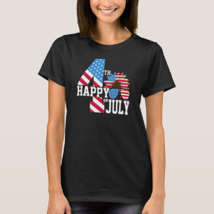 T-shirt Joyeux quatrième Glasse 4 juillet tournesol améric