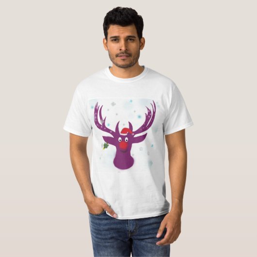 T-shirt Joyeux Reindeer Holidays Value T-Shirt, Blanc (Devant entier)