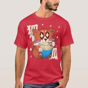 T-shirt Joyeux Renard Manger Ramen Japon Style Kawaii Anim