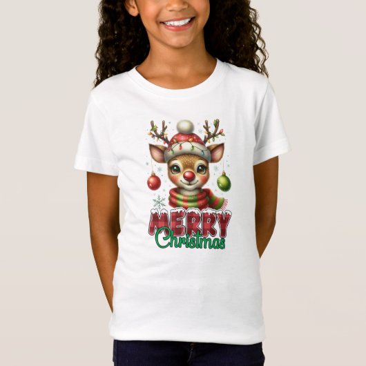 T-Shirt Joyeux rennes de Noël (Devant)