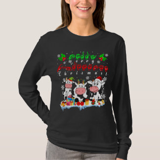 T-shirt Joyeux rennes de Noël Père Noël ELF Cow Farmer ASL