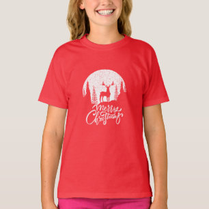 T-shirt Joyeux rennes de Noël -Silhouette de vacances Blan