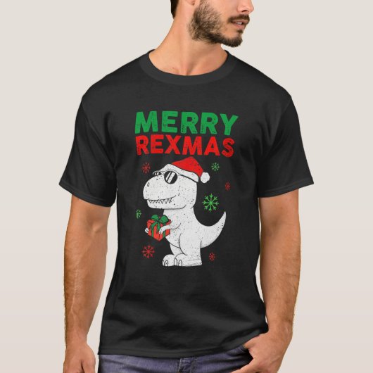 T-shirt Joyeux Rexmas Père Noël Trex Dino Toddler Noël Pjs (Devant)