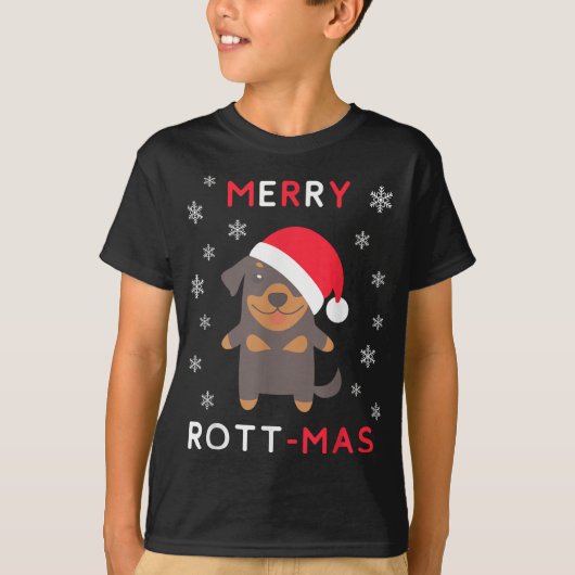 T-shirt Joyeux Rott Mas - Drôle Noël Rottweiler XMas D (Devant)