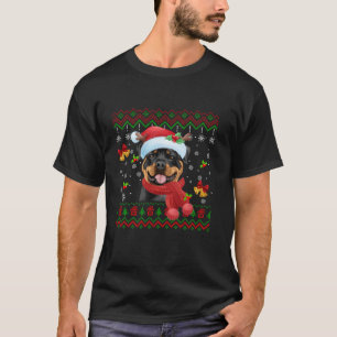 T-shirt Joyeux Rottweiler Chien de Noël Pyjama Chaud moche