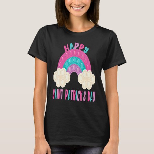 T-shirt Joyeux Saint Patrick Day Leprechaun Pop It Rose Fi (Devant)