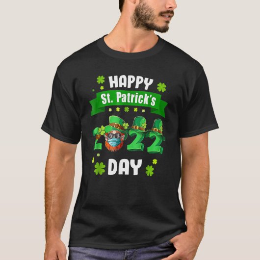 T-shirt Joyeux Saint Patrick S Day 2022 visage Shamrock ir (Devant)
