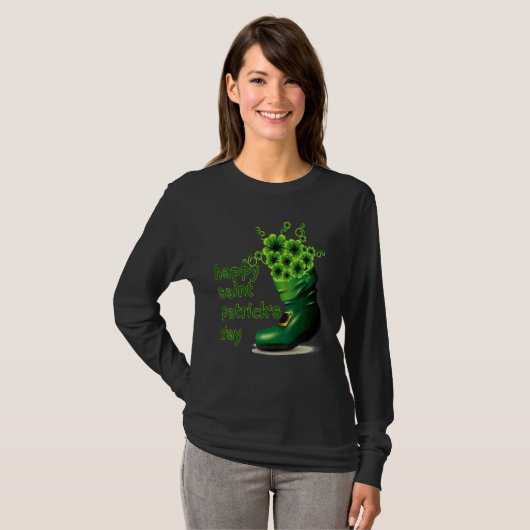 T-shirt Joyeux Saint Patrick's Day Chaussure verte Lucky S (Devant entier)