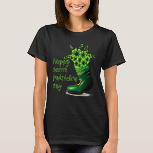 T-shirt Joyeux Saint Patrick's Day Chaussure verte Lucky S (Devant)