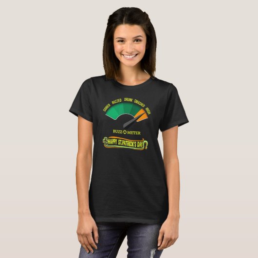 T-shirt Joyeux Saint Patrick's Day Irish Buzz O Meter Grap (Devant entier)