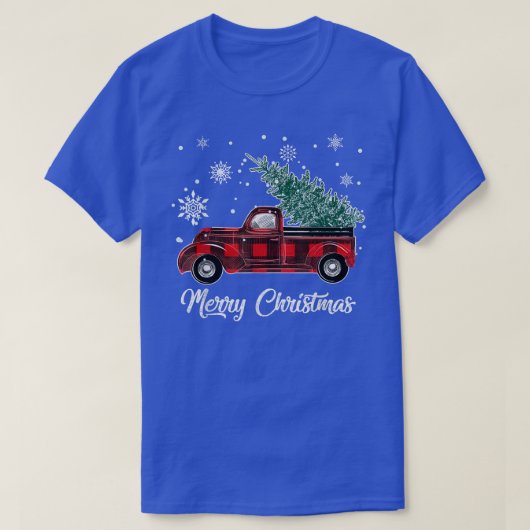 T-shirt Joyeux sapin de Noël Buffalo Chariot rouge plaqué (Design devant)