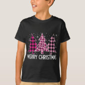 T-shirt Joyeux sapin de Noël Pink Buffalo Plaid et Leopar (Devant)