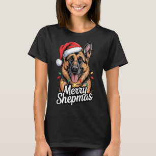 T-shirt Joyeux Shepmas Berger Allemand Lumières de Noël Bo