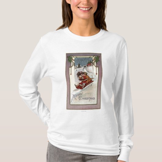 T-shirt Joyeux Sledding de ChristmasCouple (Devant)