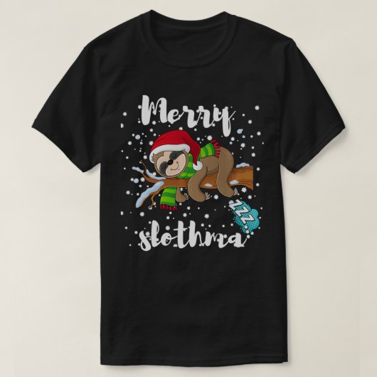 T-shirt Joyeux Slothmas Lazy Sloth Lover Noël Fam (Design devant)