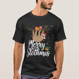 T-shirt Joyeux Slothmas T Pajama Pour Les Amateurs De Pare